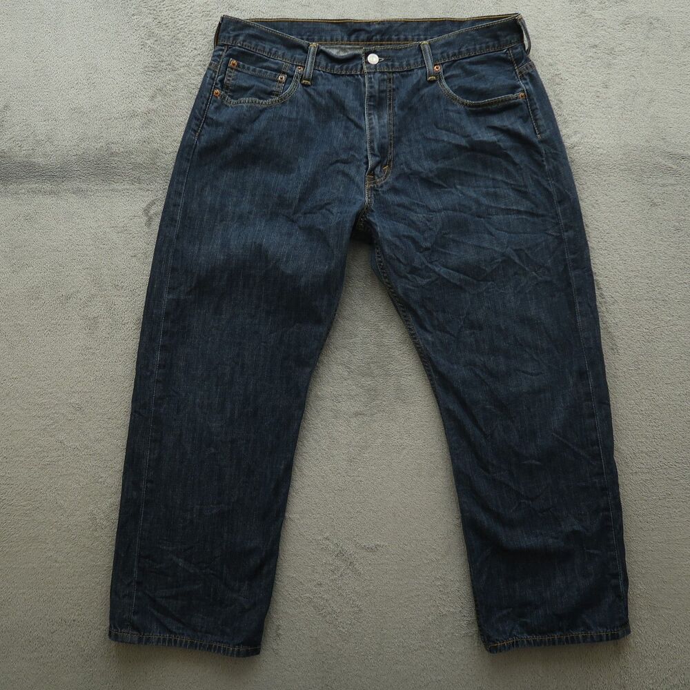 Levi's Jeans Mens Fits 36x27(Hemmed) Blue 569 Straight 100% Cotton Denim